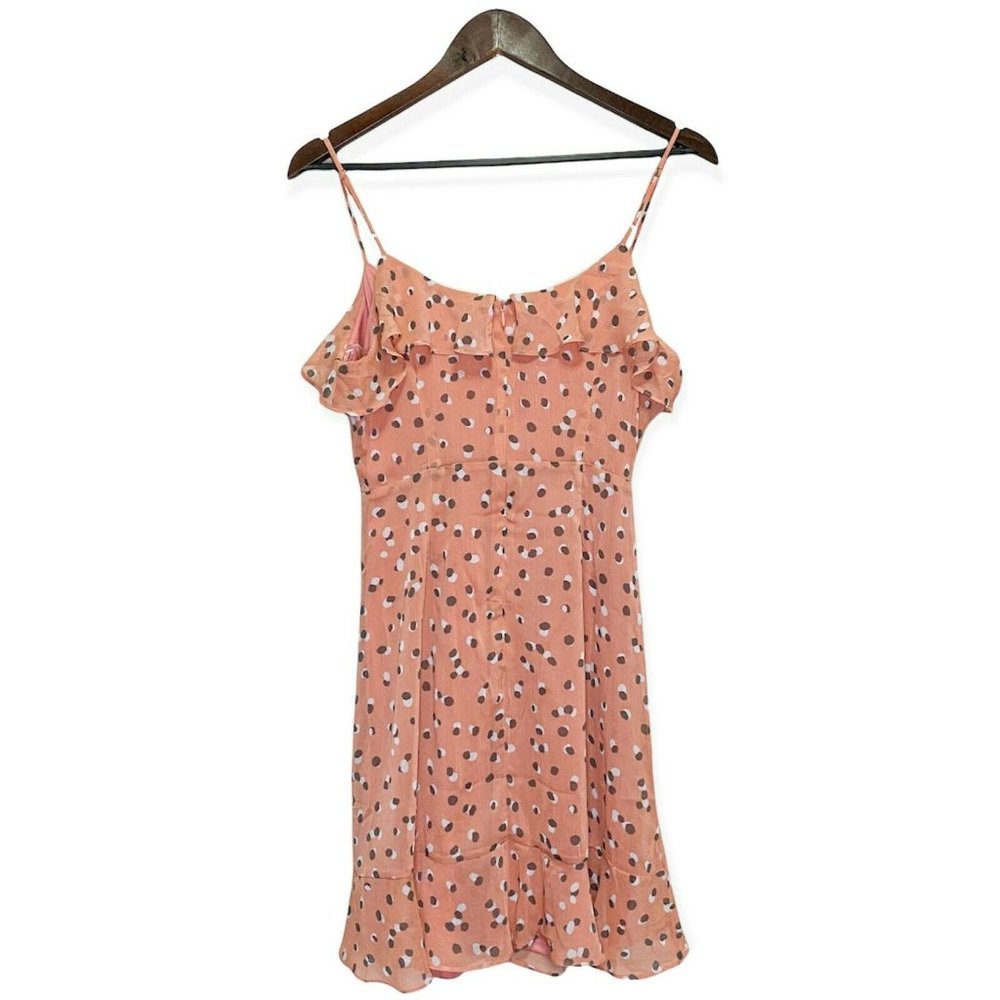 All in Favor Women's M Spaghetti Strap Ruched Front Dress Mauve Spots Dusty Pink - Picture 2 of 11